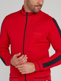 Red High Neck Zip Up Sweatshirt