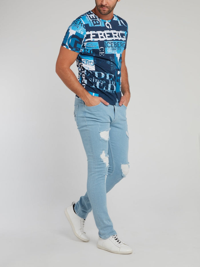 Blue Distressed Skinny Jeans