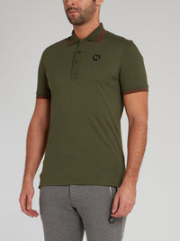 Olive Logo Appliquéd Polo Shirt