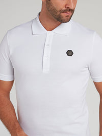 White Rear Statement Polo Shirt