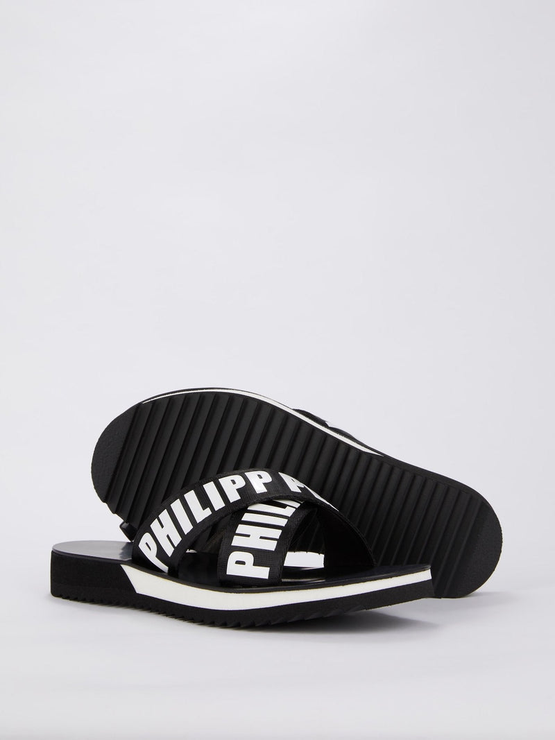 Logo Criss Cross Flat Sandals