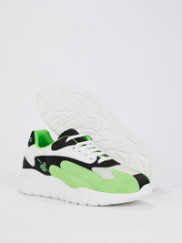 Green Suede Panel Platform Sneakers