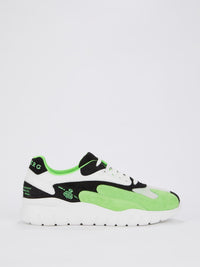 Green Suede Panel Platform Sneakers