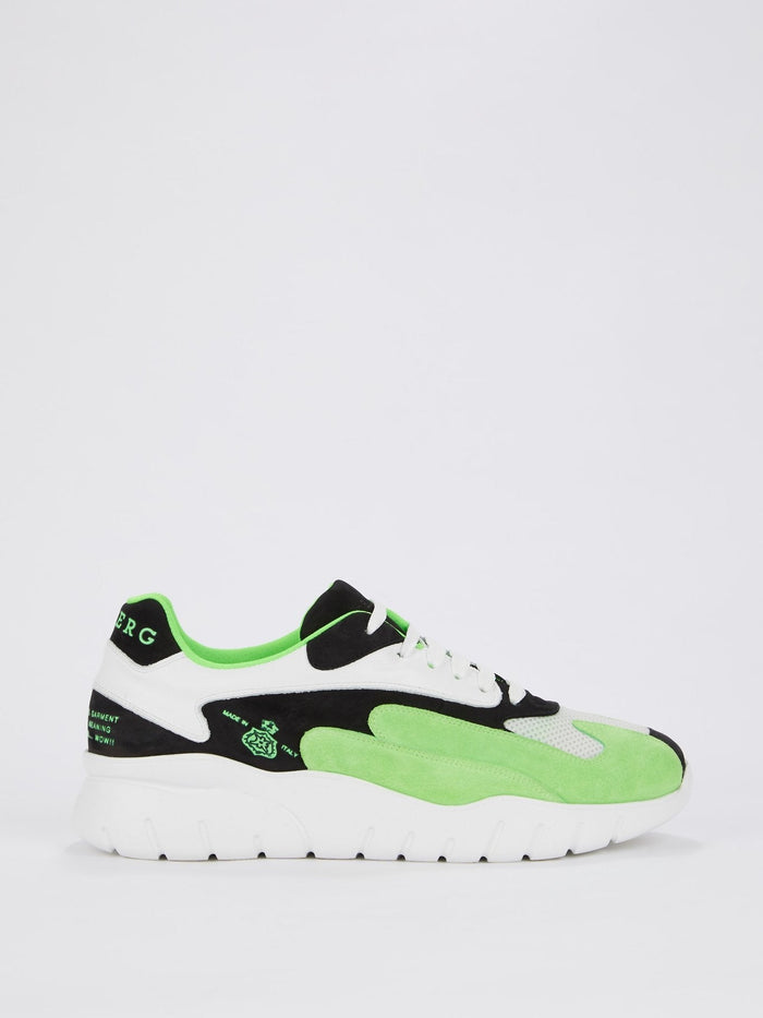 Green Suede Panel Platform Sneakers