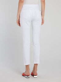 White Denim Stretch Trousers