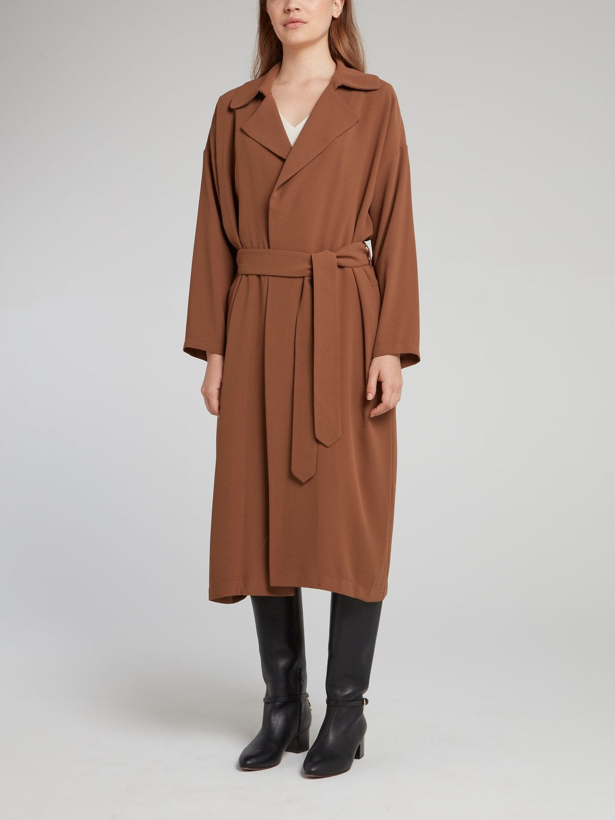 Brown Belted Trench Coat