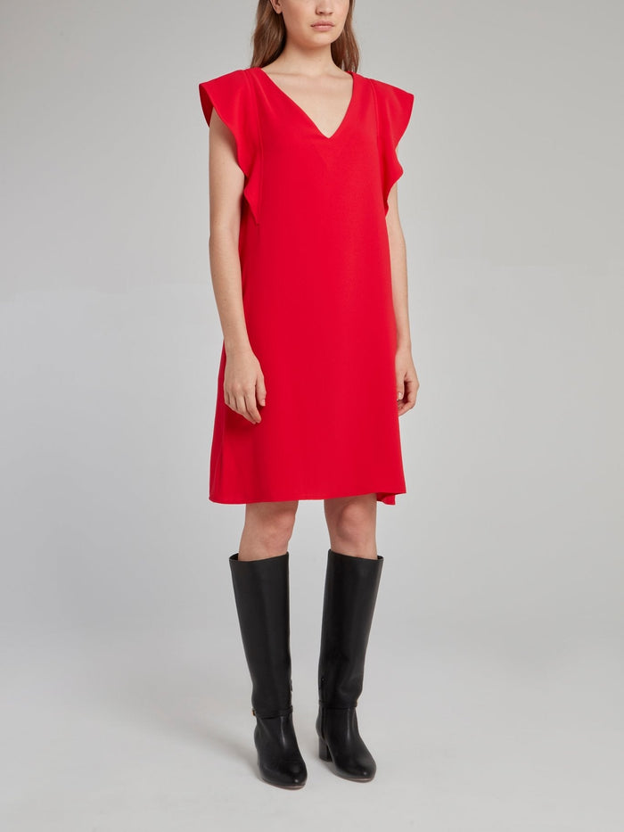 Red Butterfly Sleeve Dress