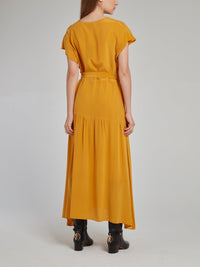 Amber Flounce Silk Dress