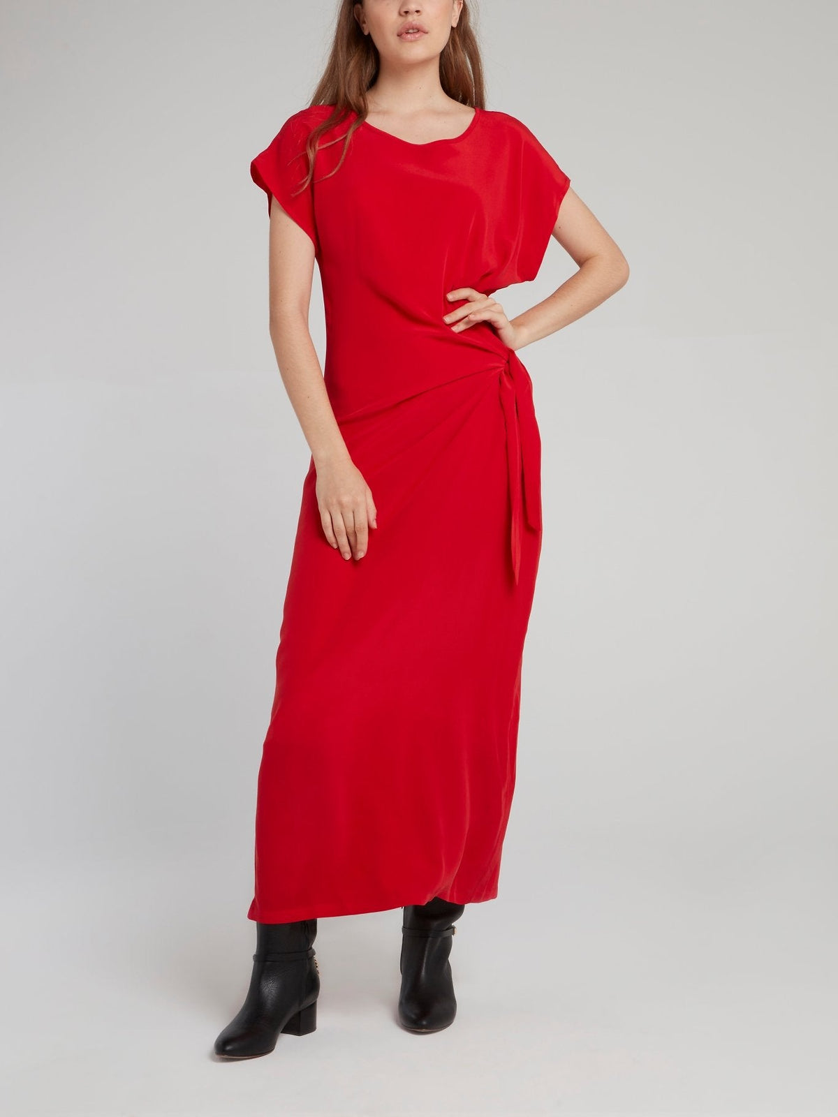 Ruby Draped Silk Dress