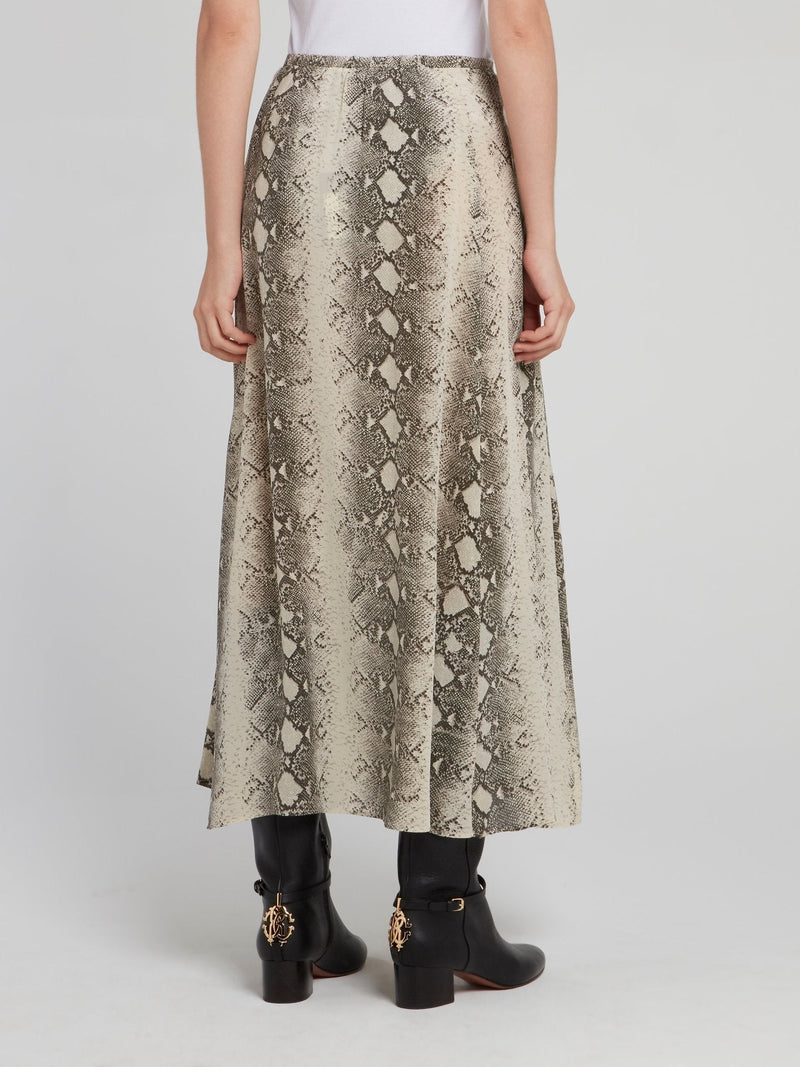 Python Effect Gathered Midi Skirt