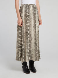 Python Effect Gathered Midi Skirt