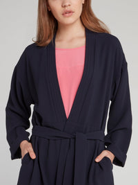 Navy Silk Smoking Jacket