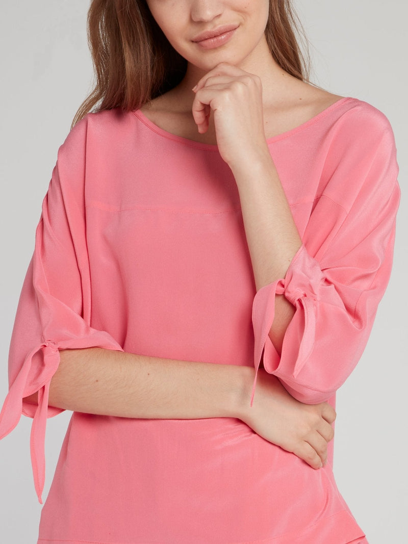 Pink Tie Sleeve Top