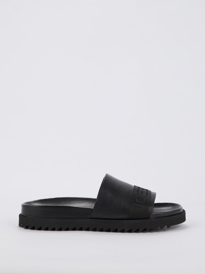 Black Logo Strap Slides