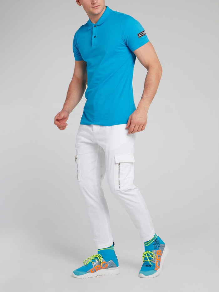 White Slim Fit Cropped Cargo Pants