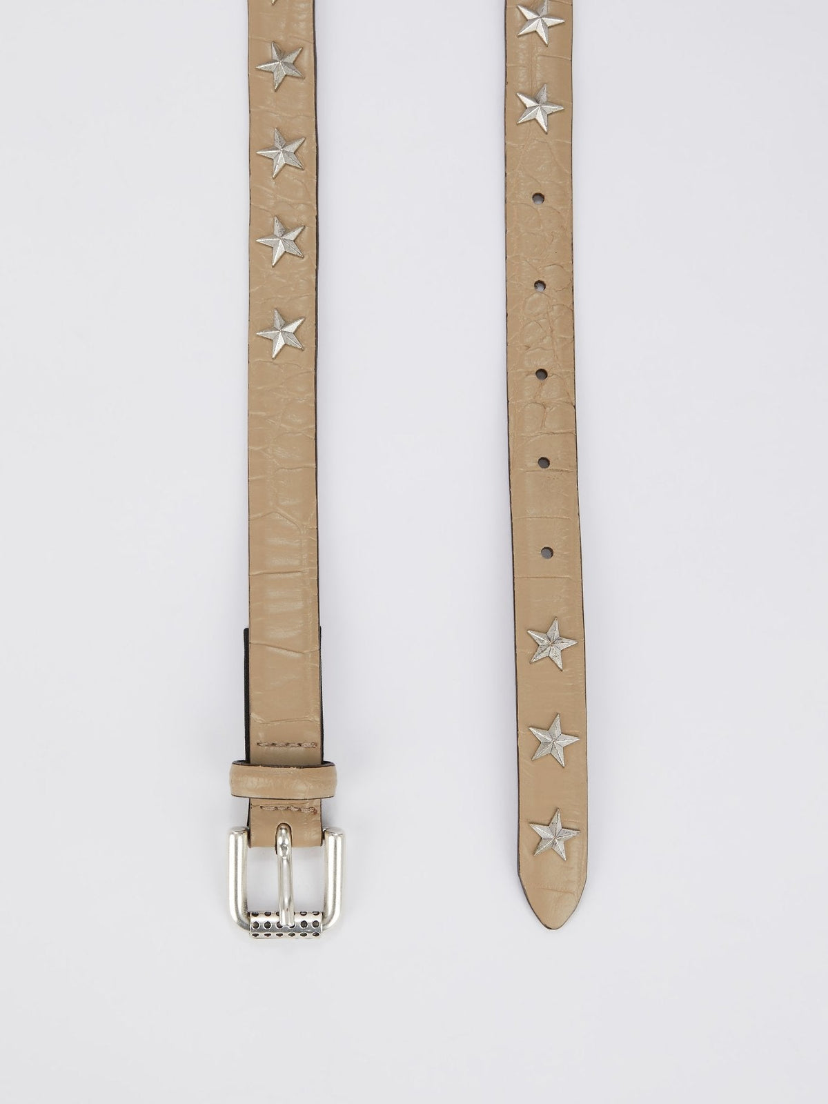 Star Embellished Crocodile Effect Belt