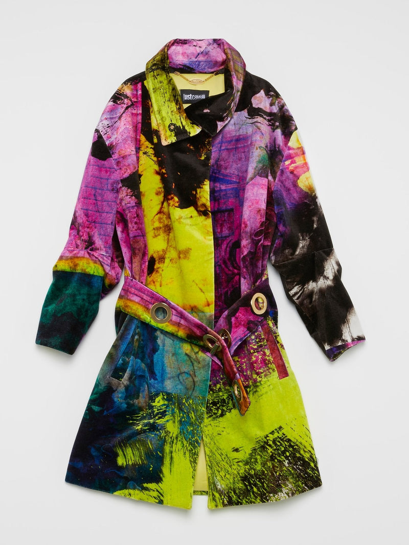 Multicolour Abstract Trench Coat