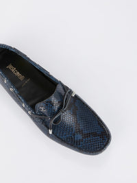 Navy Snake Effect Moccasins