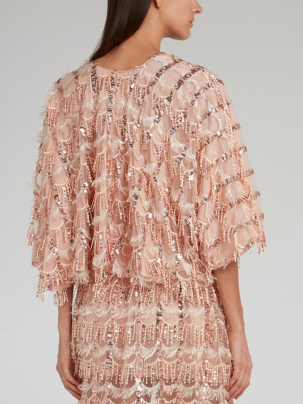 Pink Embellished Tassel Kimono