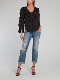 Sun Black Ruffle Top