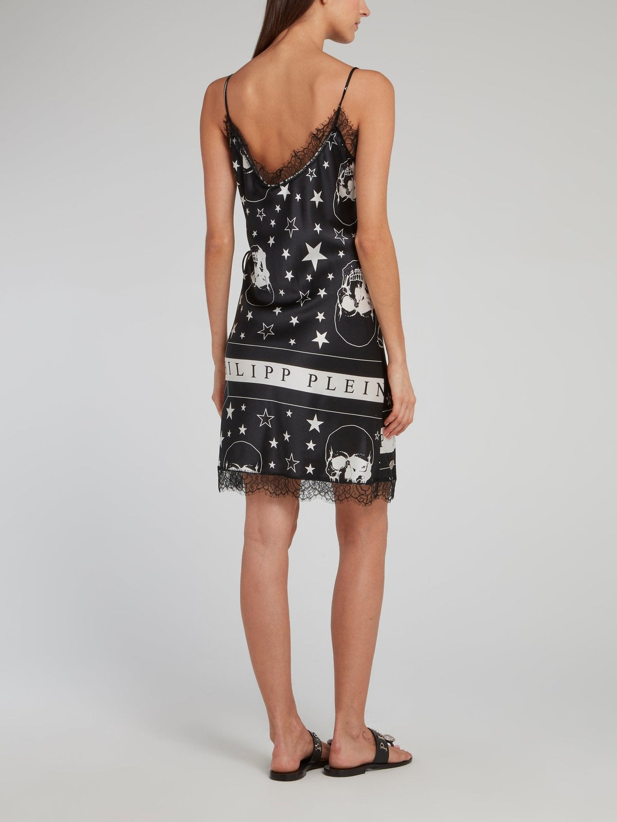 Stars and Skulls Black Lace Hem Dress