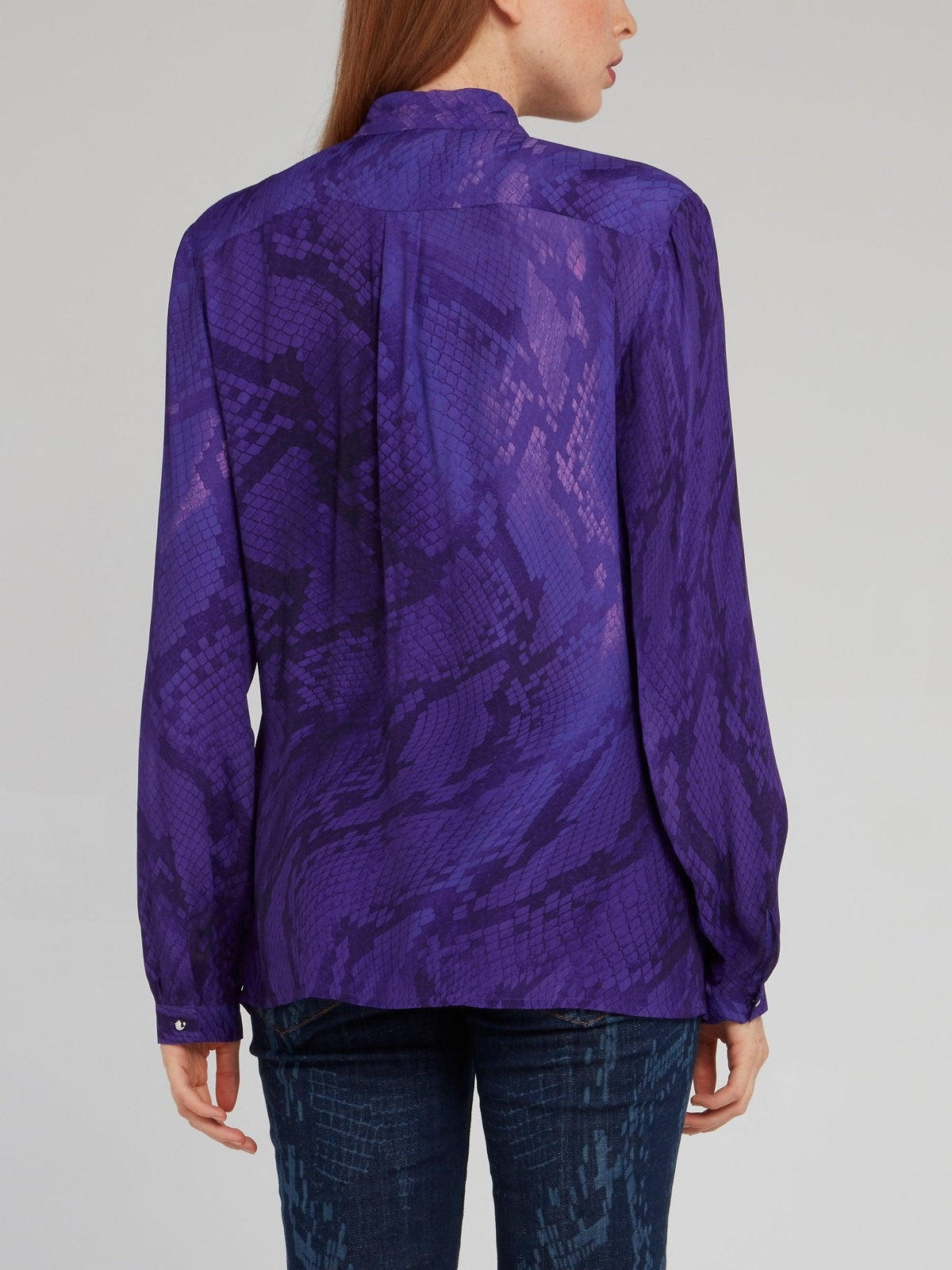 Purple Snake Print Long Sleeve Shirt