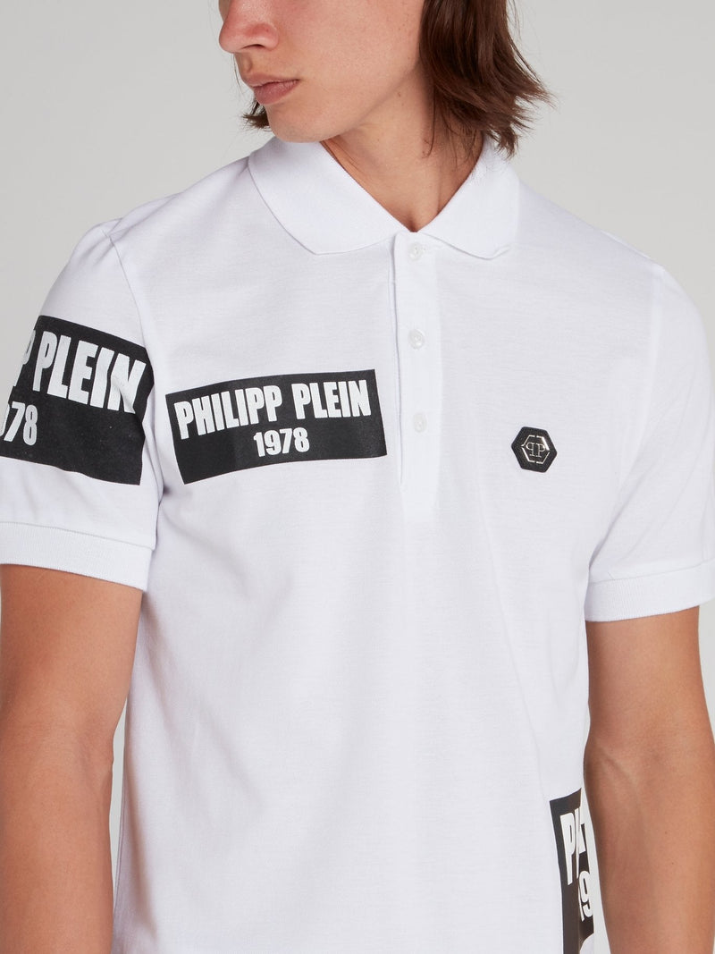 PP1978 White Logo Patch Polo Shirt