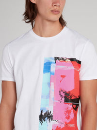 White Abstract Panel T-Shirt