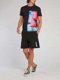 Black Abstract Panel T-Shirt