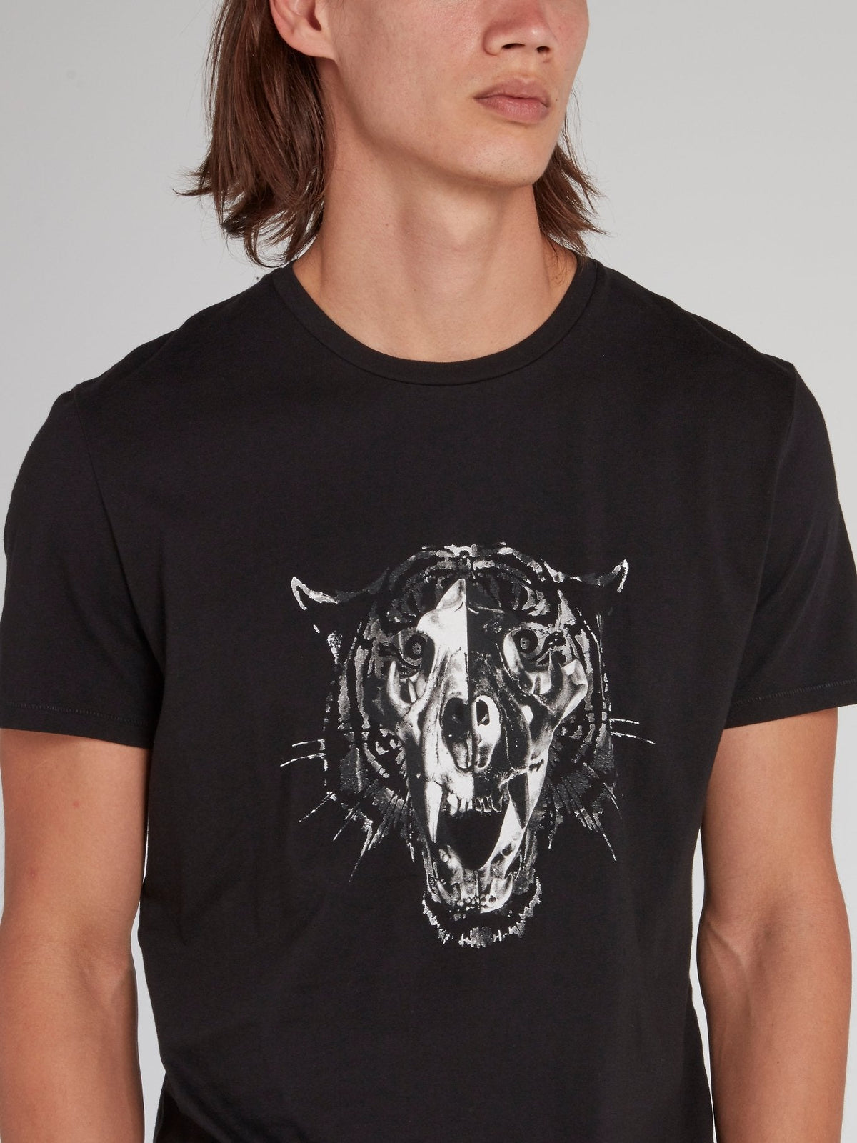 Black Leopard Head Cotton T-Shirt