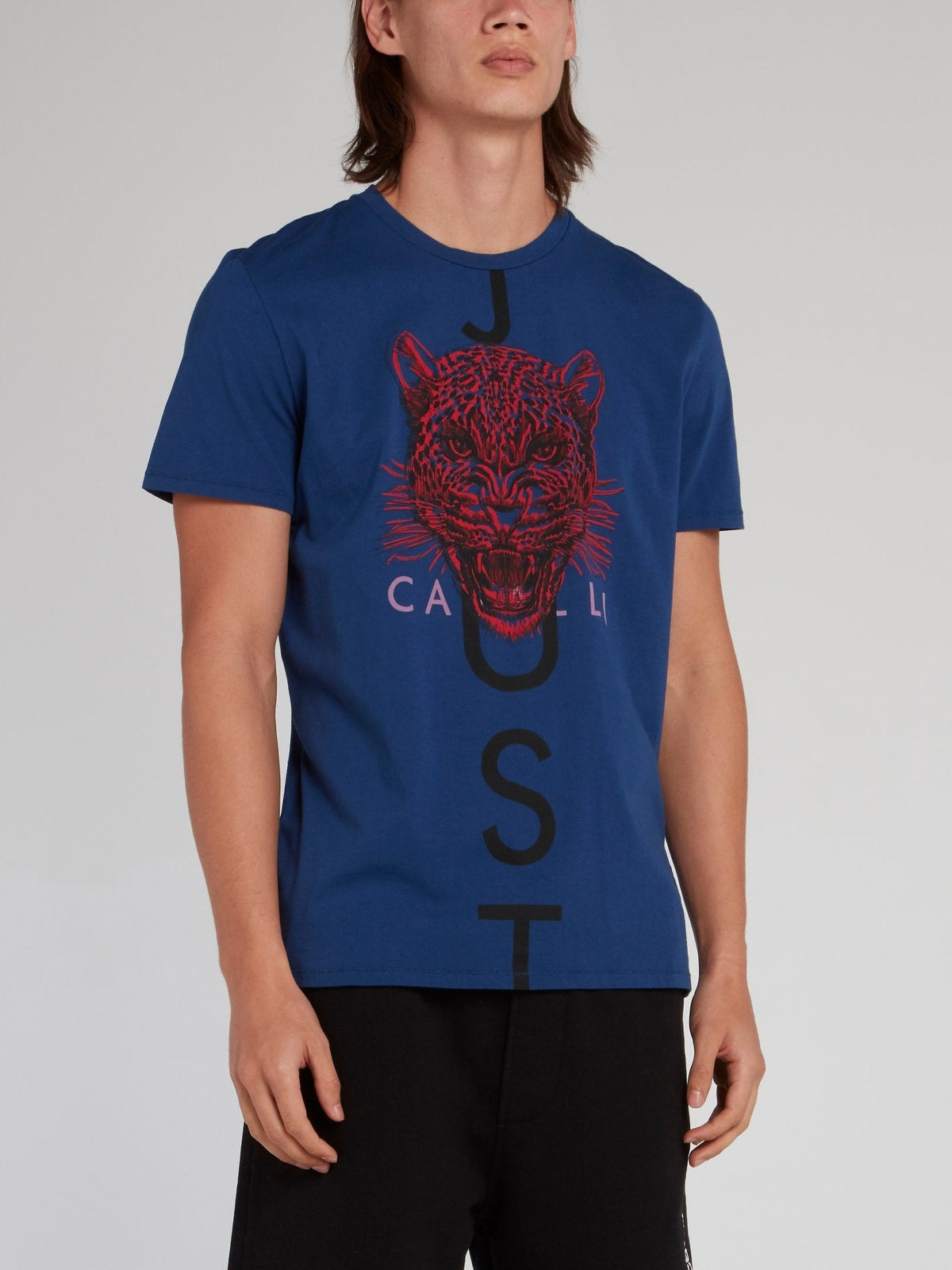 Blue Leopard Head Print T-Shirt