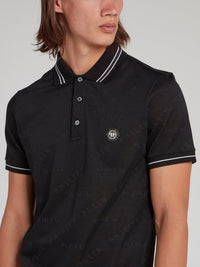 Black Rear Skull Print Polo Shirt