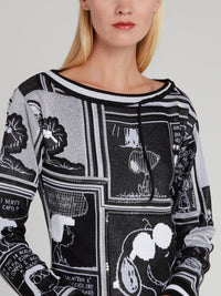 Snoopy Black Sequin Knitted Dress