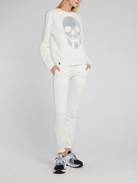 White Pearl Embellished Active Trousers