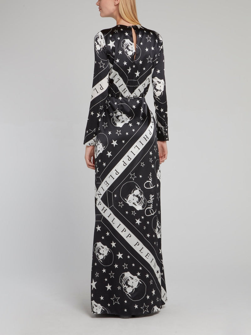 Black Stars and Skulls Surplice Dress