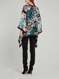 Leaf Print Flared Sleeve Kaftan