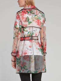 Floral Double-Breasted Trench Coat