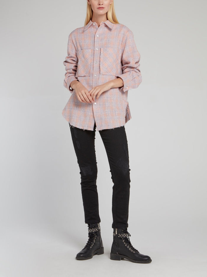 Pink Tweed Oversized Shirt