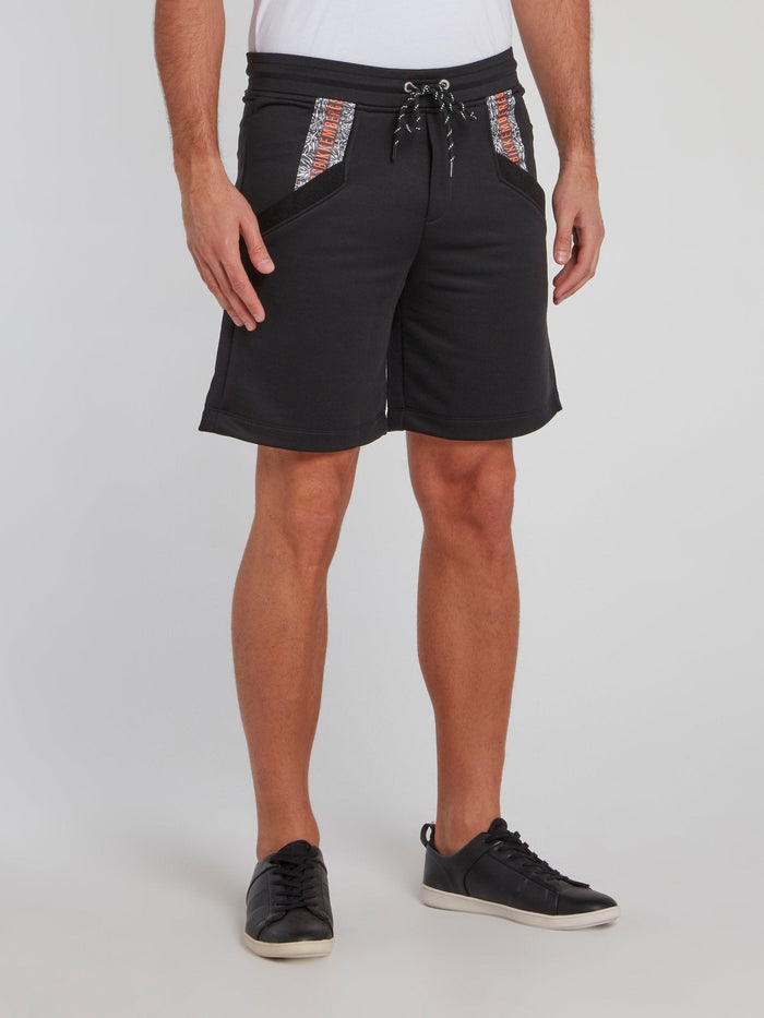 Black Logo Pocket Cotton Shorts