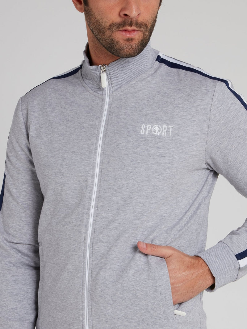 Grey Sport Logo Side Stripe Sweatshirt