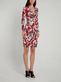 Splatter Print Draped Mini Dress