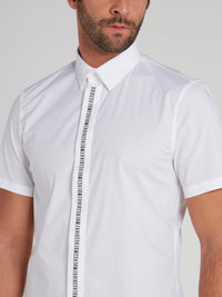 White Logo Lining Button Up Shirt