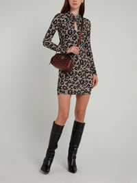 Leopard Print Keyhole Sheath Dress