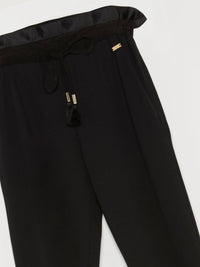 Black Tassel Detail Drawstring Trousers