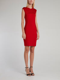 Red Crewneck Bodycon Dress