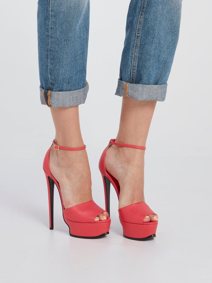 Pink Ankle Strap High-Heel Sandals