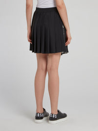 Black Pleated Wrap Mini Skirt