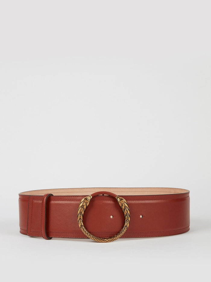 Snake Buckle Brown Leather Belt