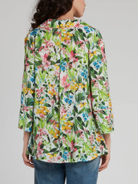 Tropical Print Flounce Shirt