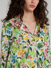 Tropical Print Flounce Shirt